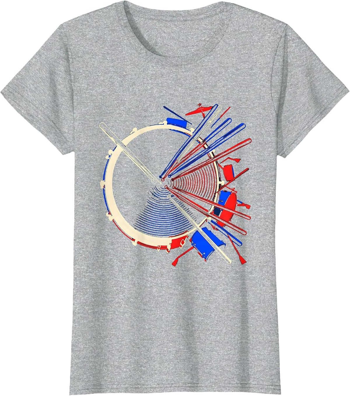 Drummer Kit Contours Futurist Dynamic Humor T-Shirt - Heather Grey