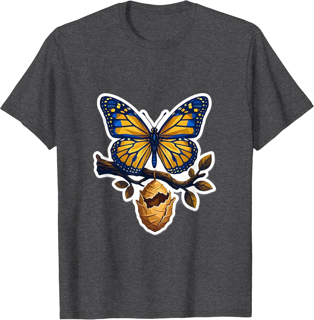 Men's Down Syndrome Awareness Butterfly Emerging Cocoon T-Shirt - Dark Heather Grey