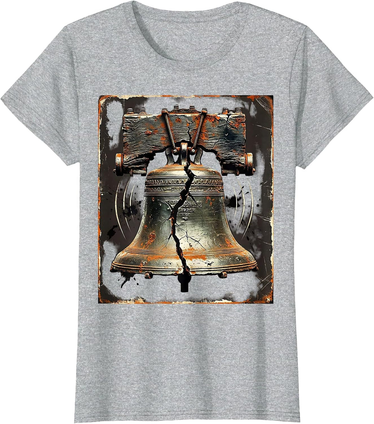 Vintage Cracked School Bell Ringing Graphic T-Shirt - Heather Grey