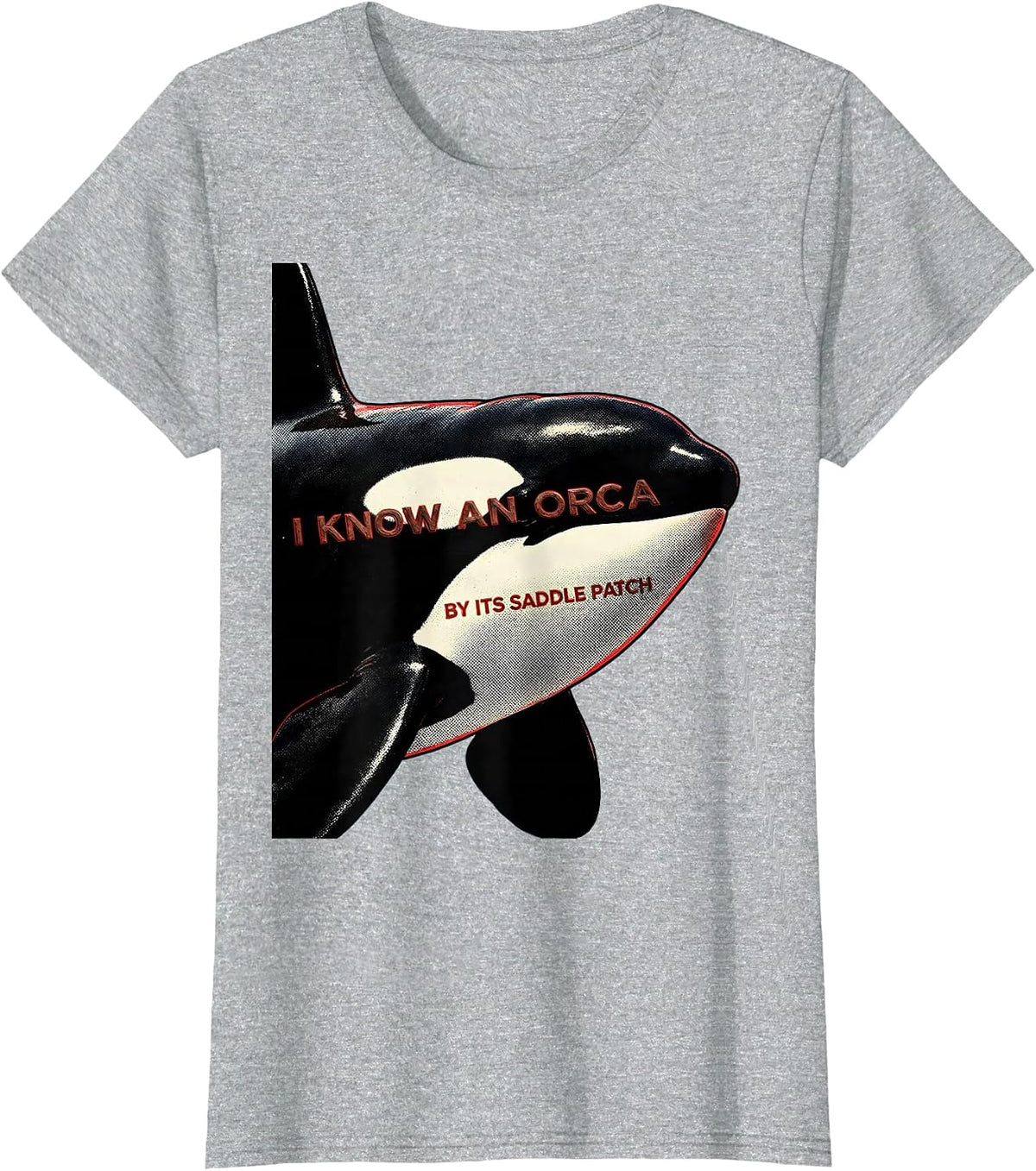 I Know An Orca By Its Saddle Patch Funny Orca Whale Ocean T-Shirt - Heather Grey
