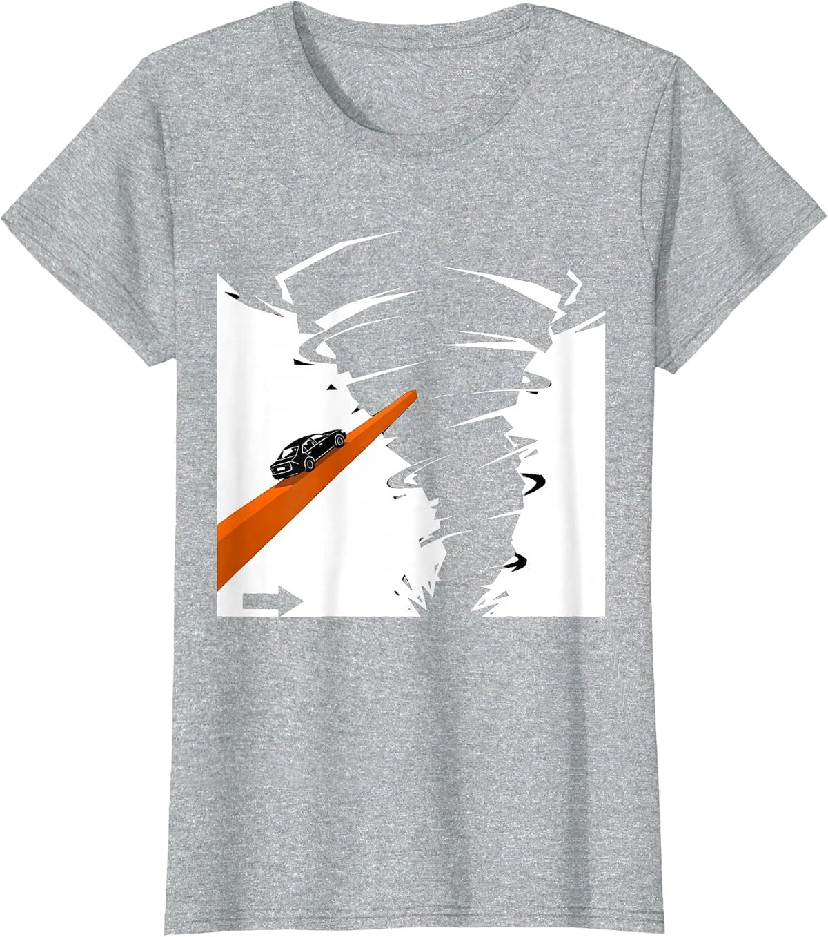 Women's Tornado Funnel Brutalist Graphic Storm Chaser Meteorology T-Shirt - Heather Grey