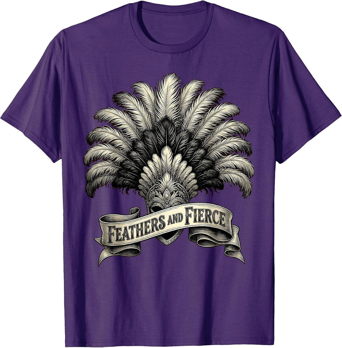 Men's Feathers and Fierce Showgirl Graphic Design T-Shirt - Purple