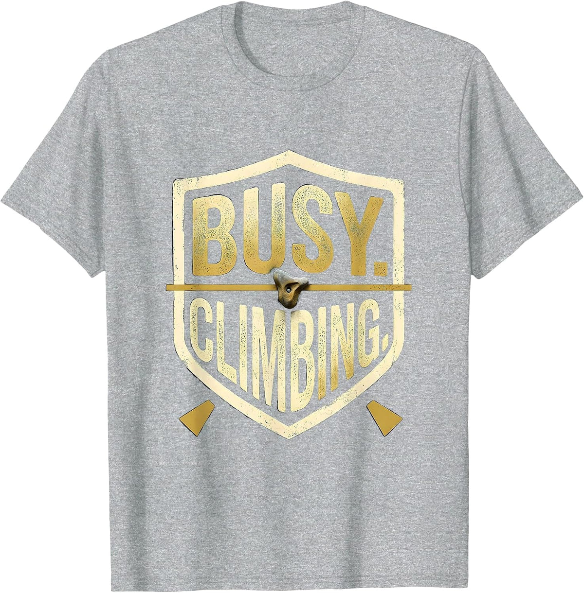 Men's Busy Climbing Emblem Rock Climber Bouldering Humor T-Shirt - Heather Grey