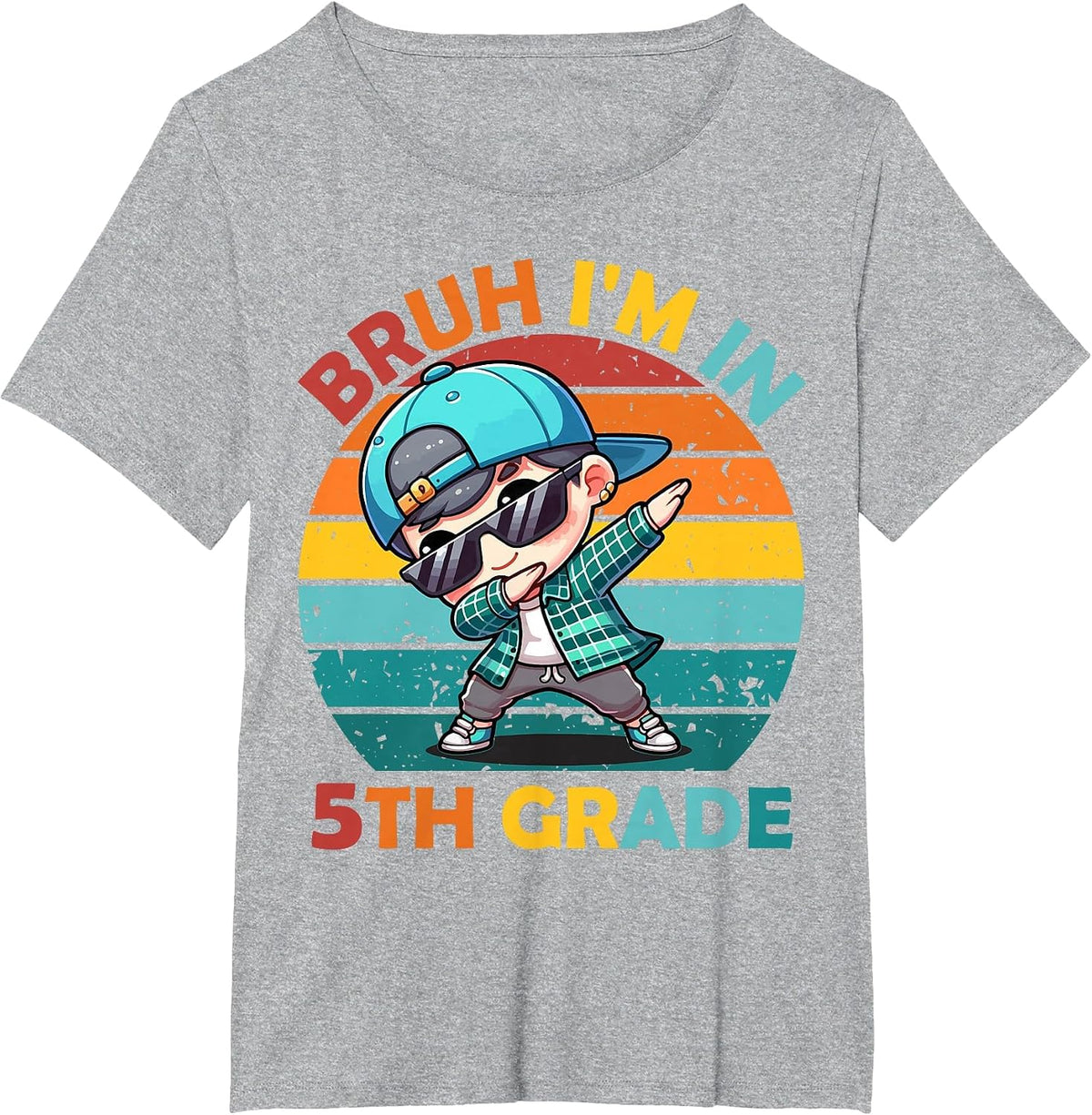 Fifth Grade Bruh I'm in 5th Grade Dabbing Boy Student School T-Shirt - Heather Grey