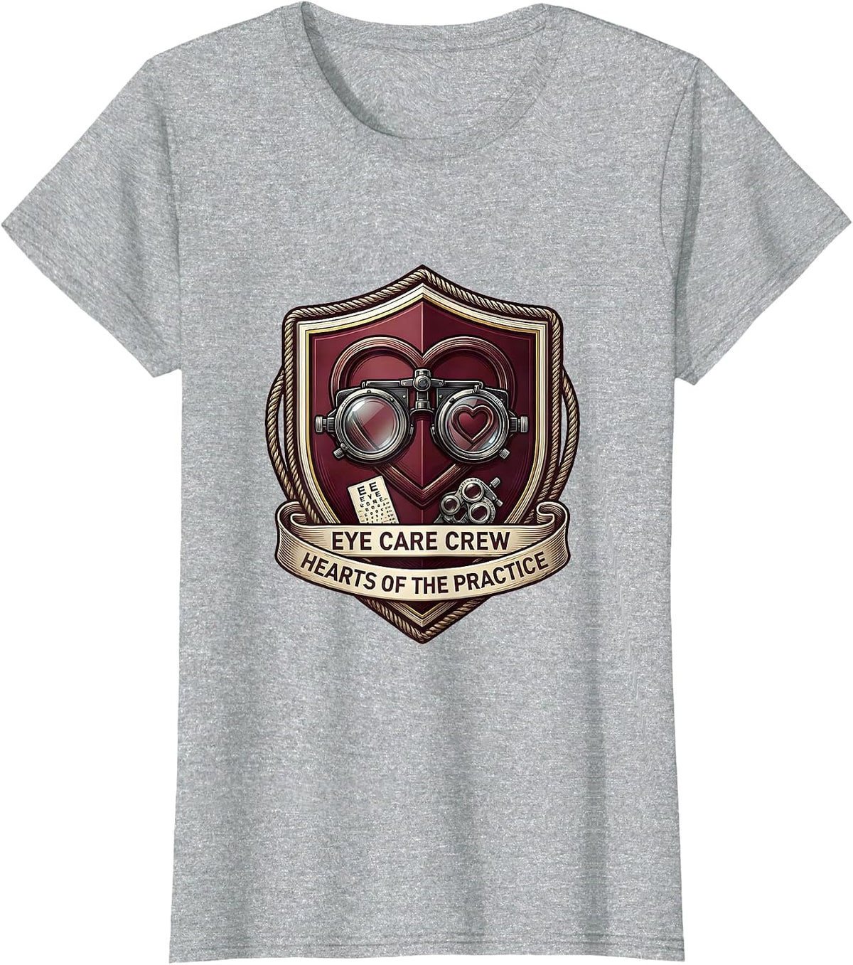 Eye Care Crew Hearts Of The Practice Optometrist Valentine T-Shirt - Heather Grey