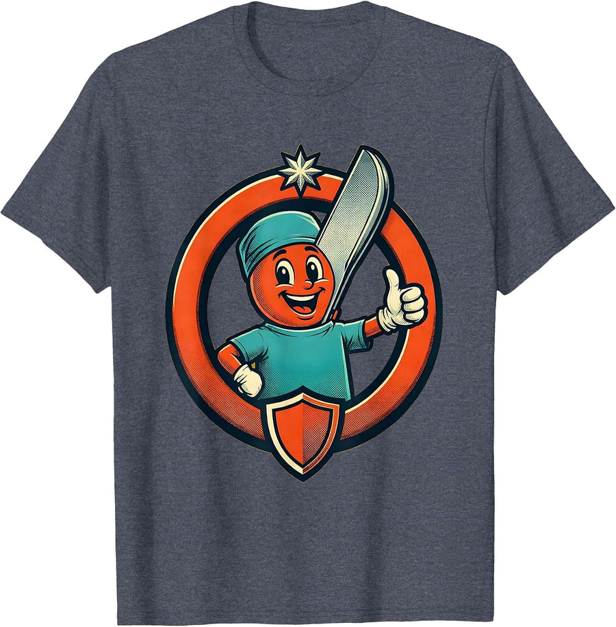 Surgeon Silhouette Operating Room Graphic T-Shirt - Heather Blue