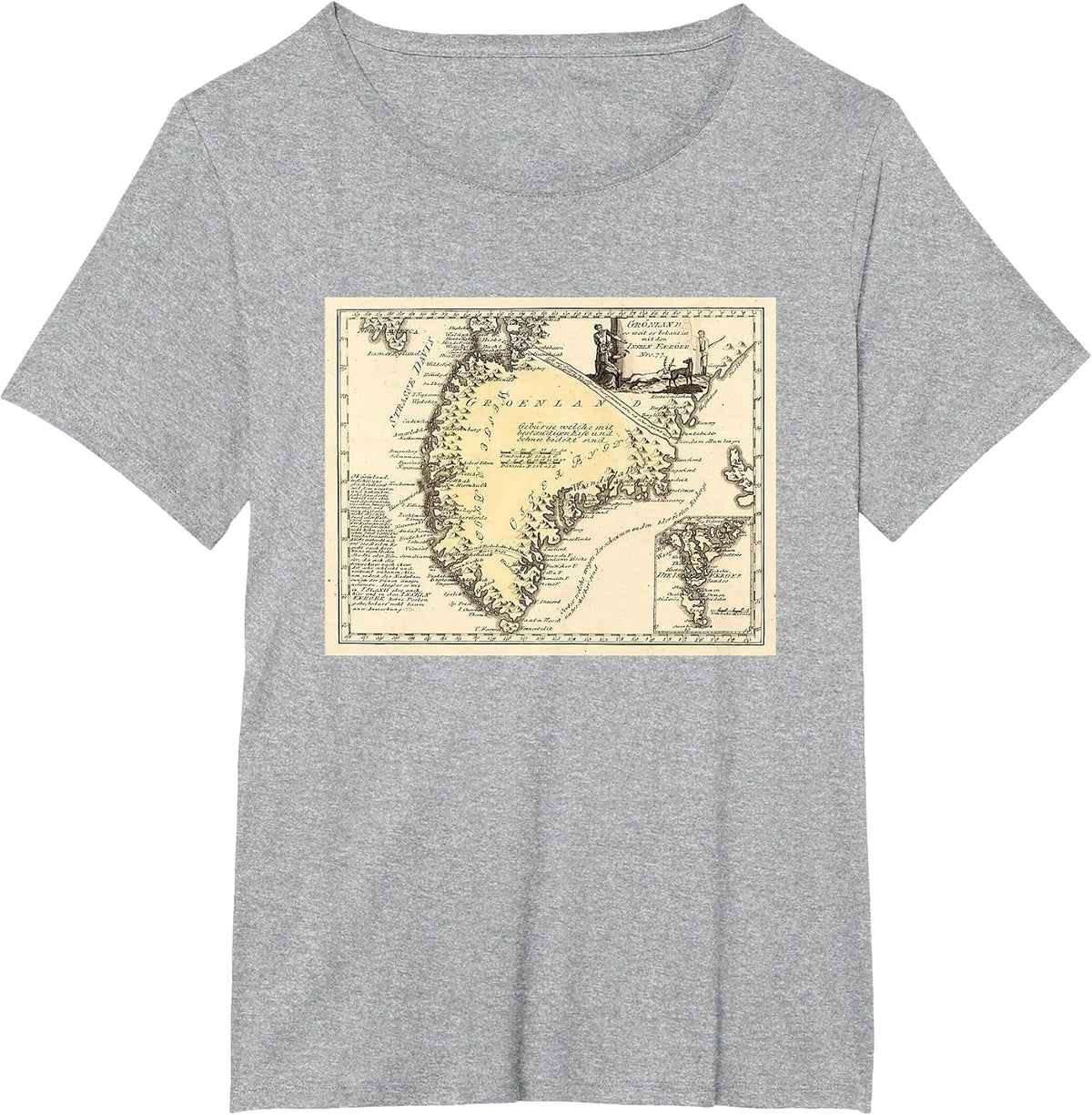 Greenland Map T-Shirt - Heather Grey