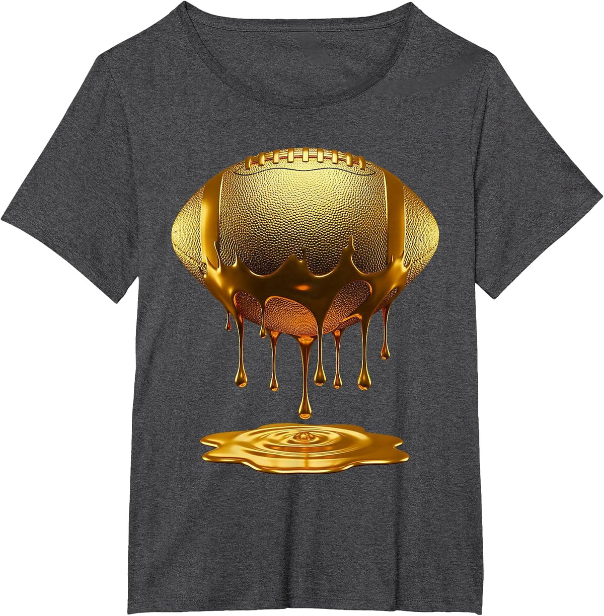 Football Dripping Drip Gold Sport Player Coach Baller T-Shirt - Dark Heather Grey