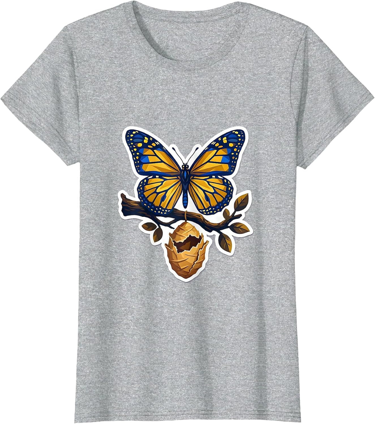 Women's Down Syndrome Awareness Butterfly Emerging Cocoon T-Shirt - Heather Grey