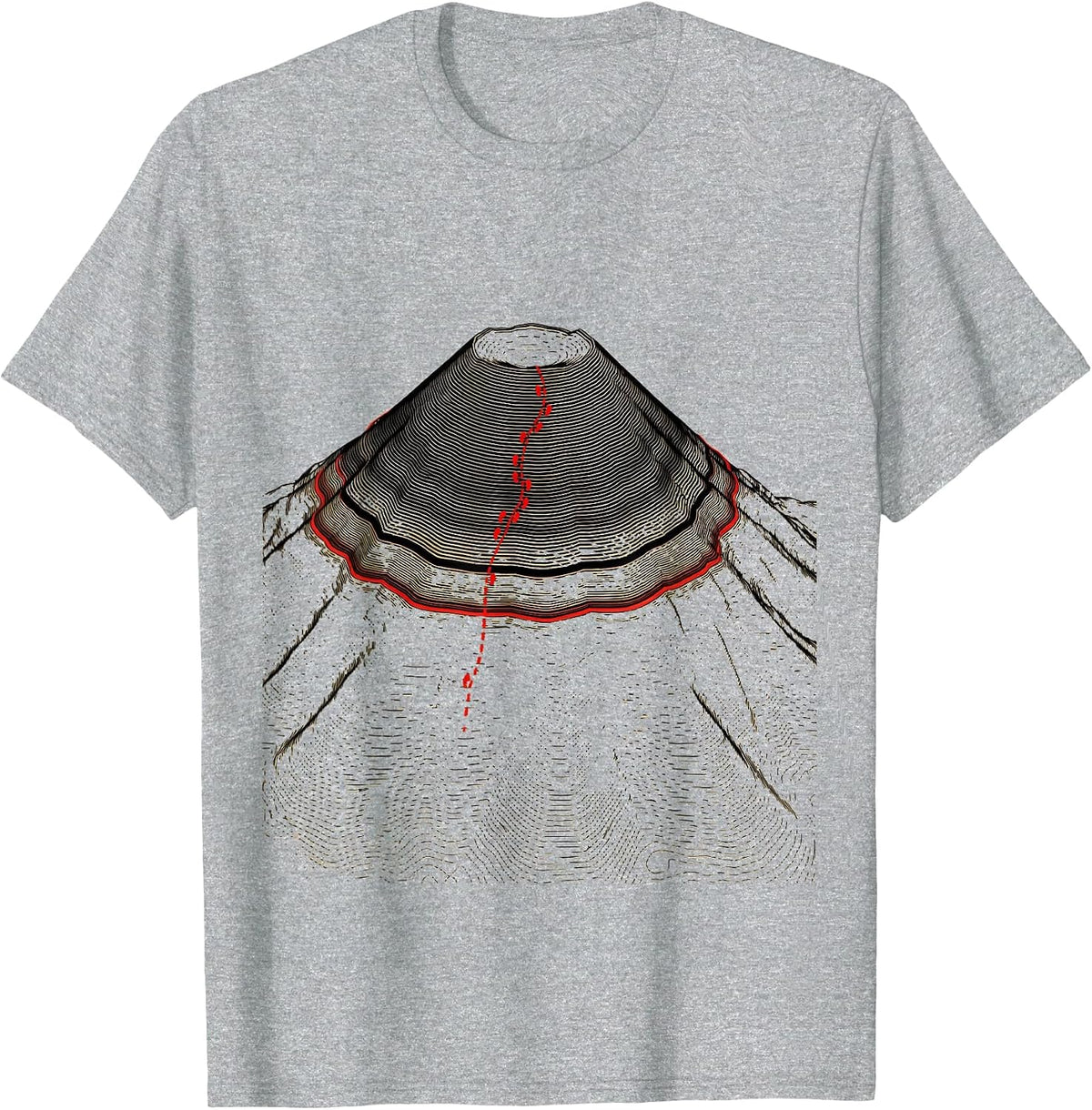 Men's Topographic Peak Contour Map Geography Fun T-Shirt - Heather Grey