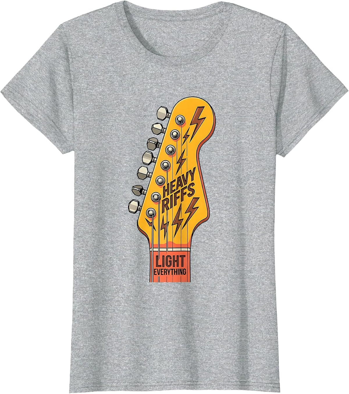 Heavy Riffs Light Everything Vintage Rock Band T-Shirt - Heather Grey