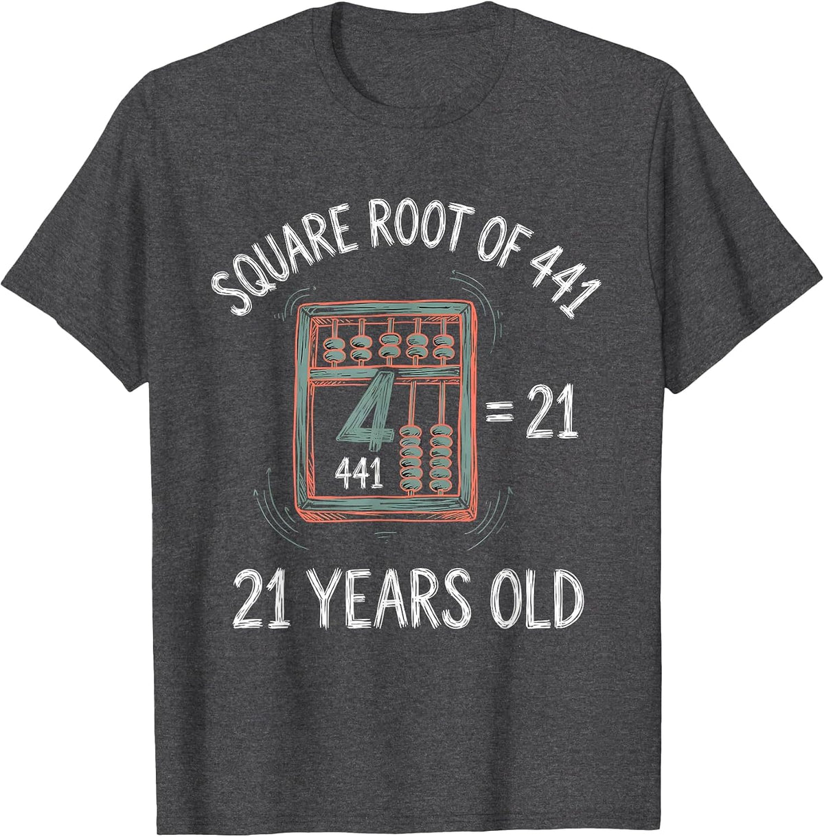 Men's Square Root Of 441 21 Years Old Math Birthday Age Pun T-Shirt - Dark Heather Grey