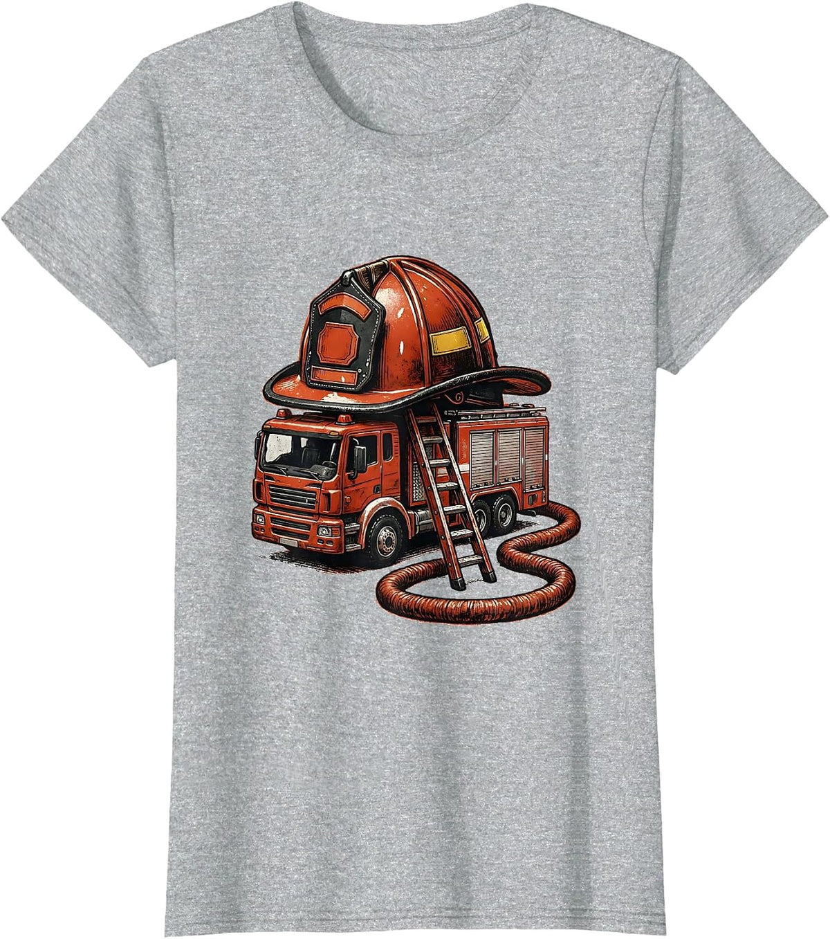 Women's Child Firefighter Helmet Fire Truck Toddler Boy T-Shirt - Heather Grey