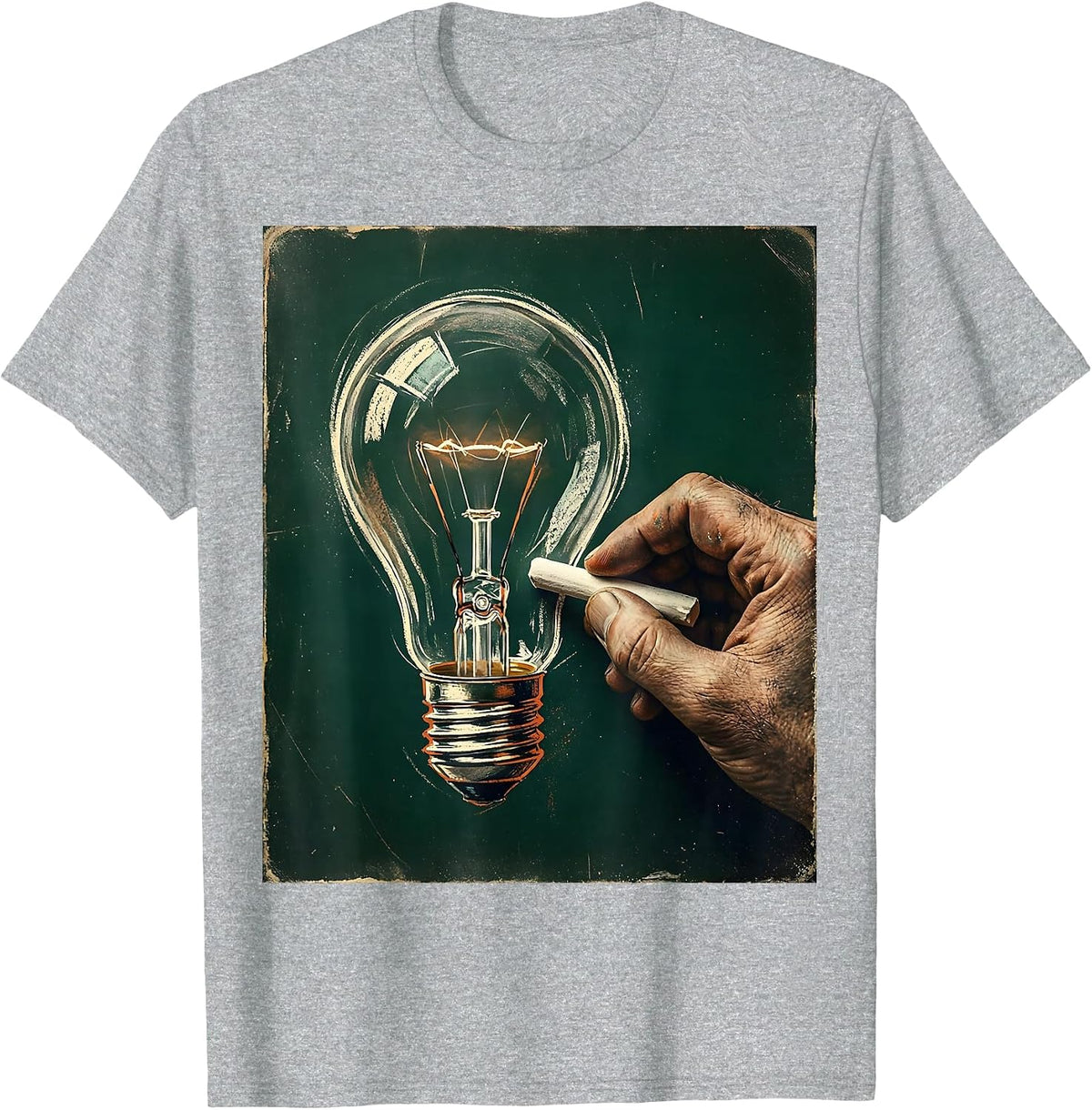 Men's 5th Grade Teacher Chalkboard Lightbulb Design T-Shirt - Heather Grey