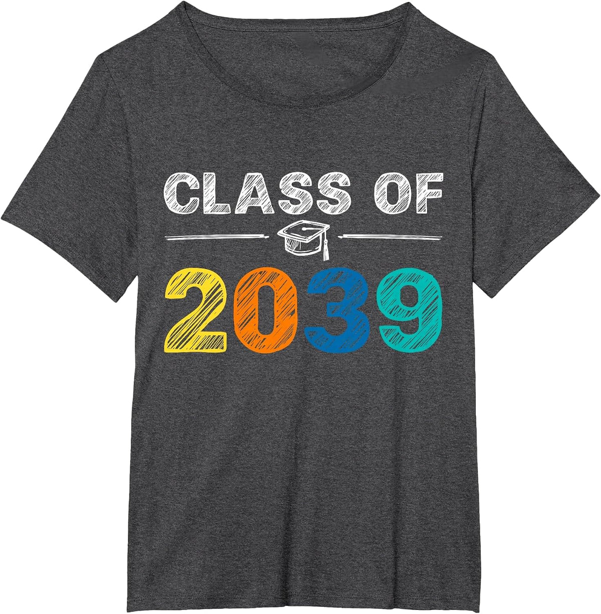 Class of 2039 Grow with Me First Day of School Graduation T-Shirt - Dark Heather Grey