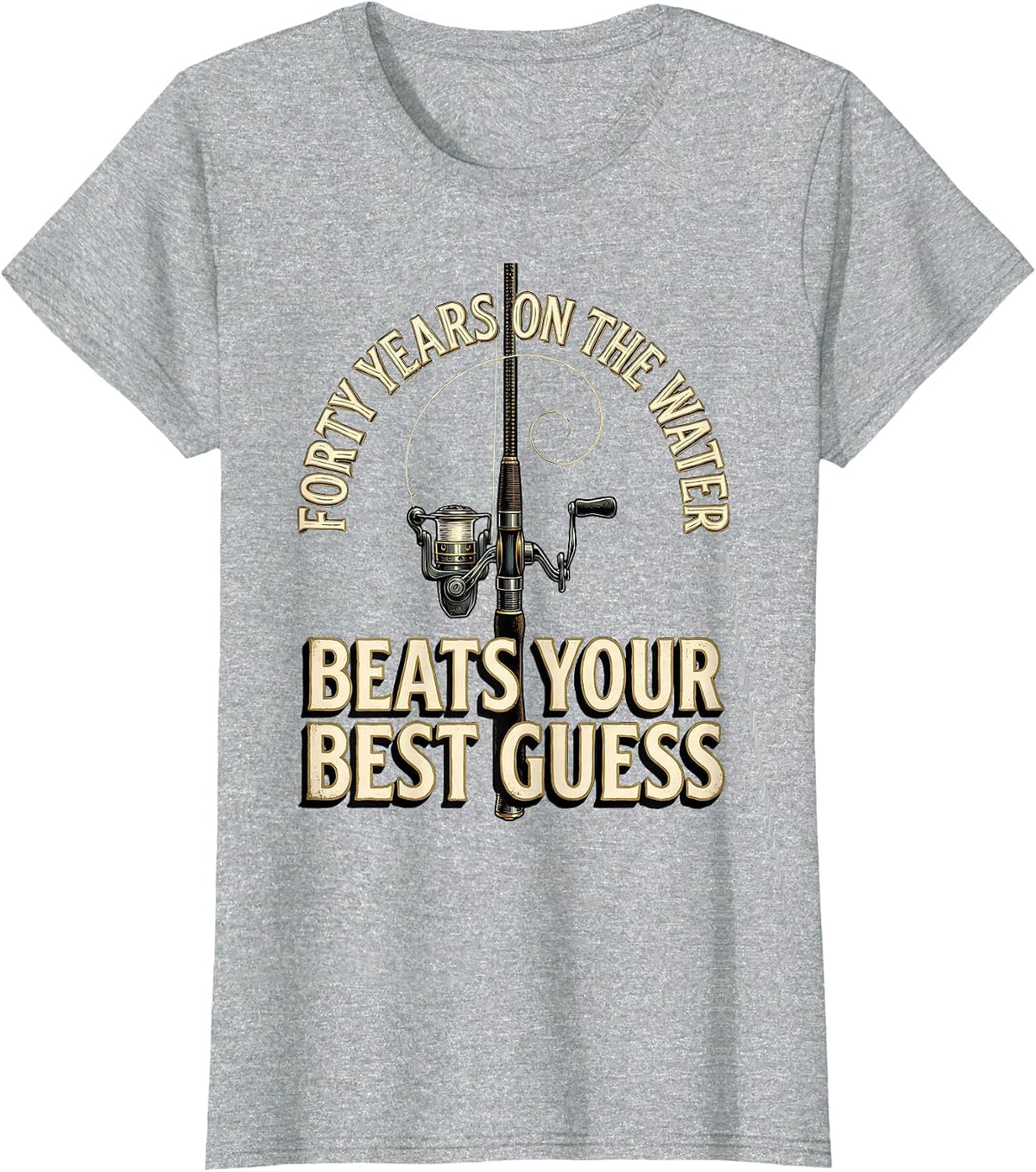 Women's Forty Years On The Water Beats Your Best Guess Biker T-Shirt - Heather Grey