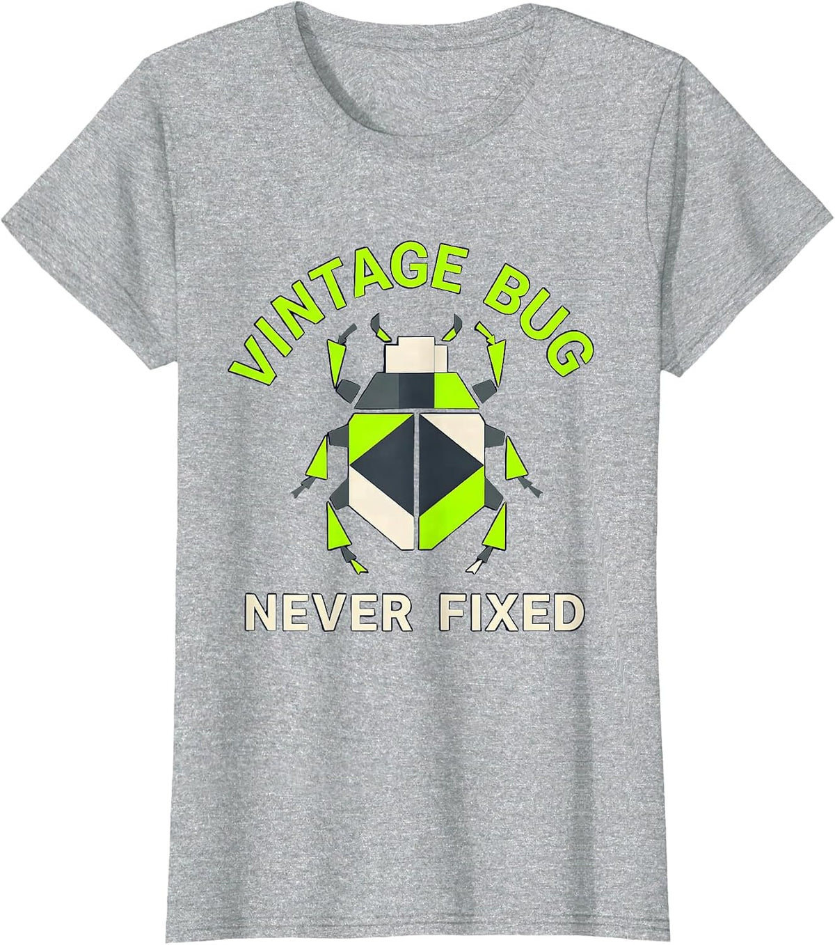 Women's Vintage Bug Never Fixed Y2K Retro Tech Design T-Shirt - Heather Grey