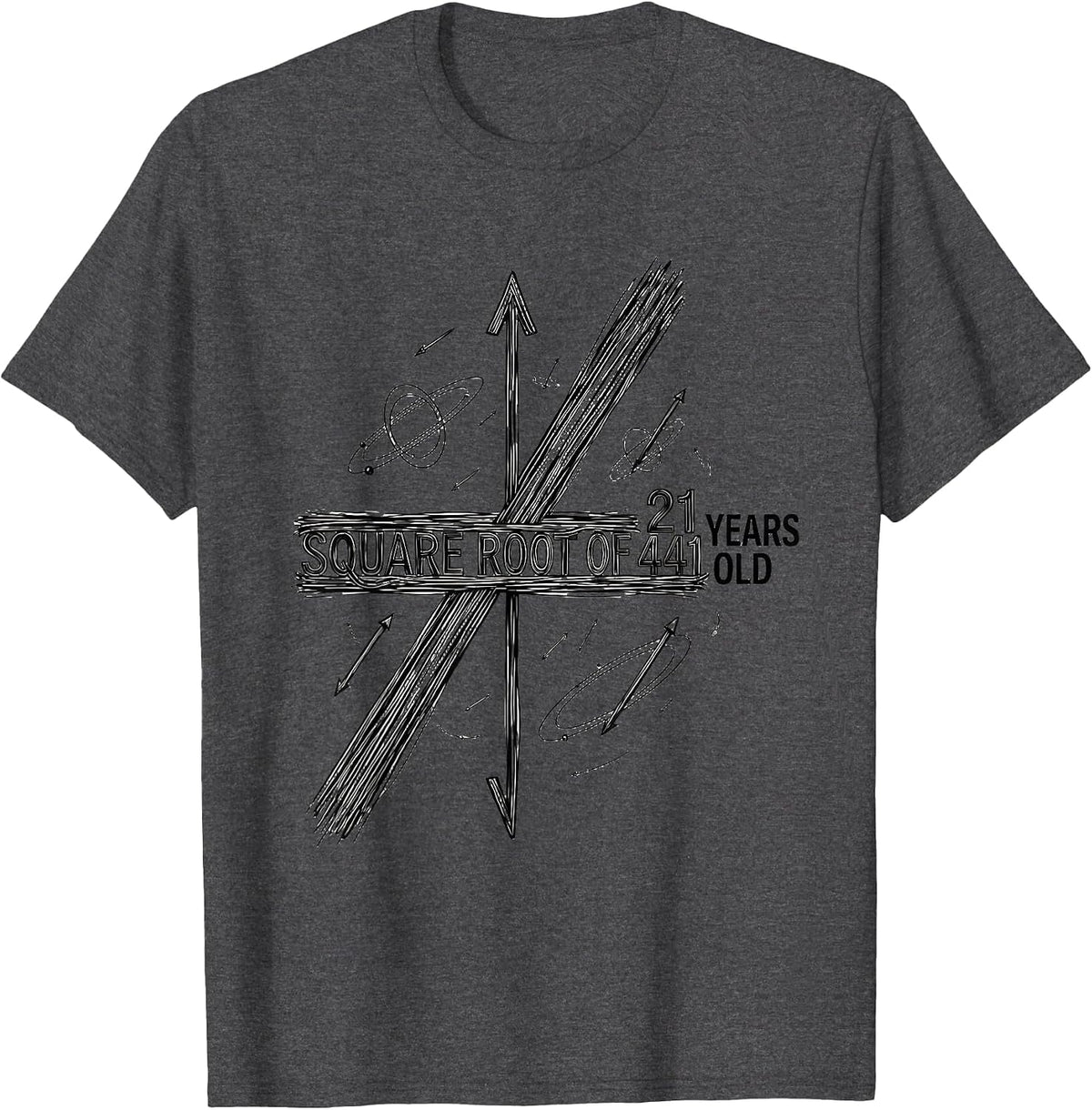 Square Root Of 441 21 Years Old Math Birthday Joke T-Shirt - Dark Heather Grey