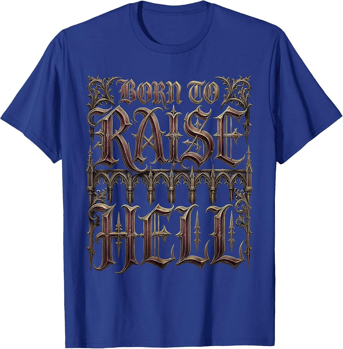 Men's Born to Raise Hell Bold Skull Graphic Design T-Shirt - Royal Blue