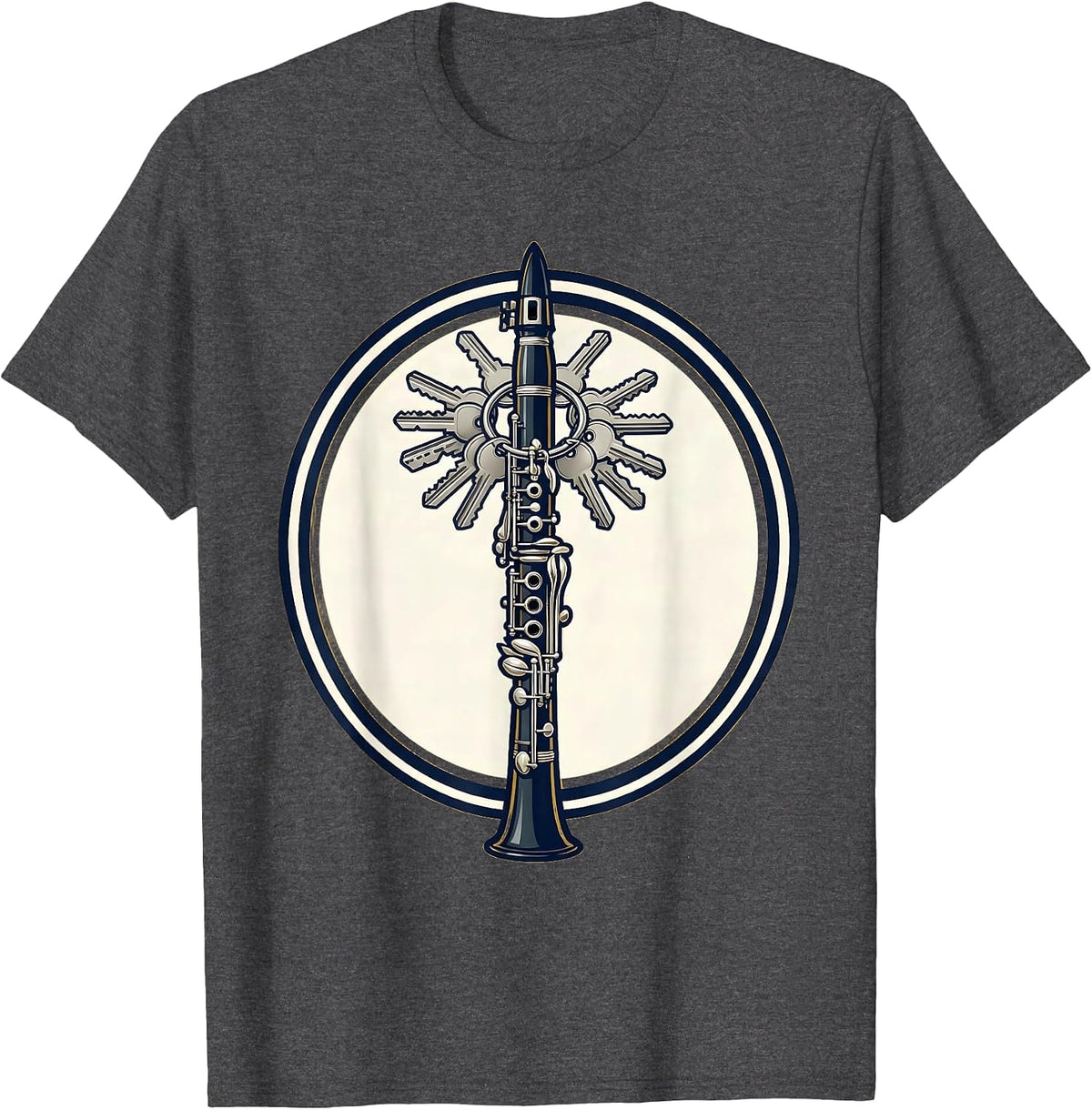 Sealed Clarinet Keys Musician Humor Band Member Gift T-Shirt - Dark Heather Grey