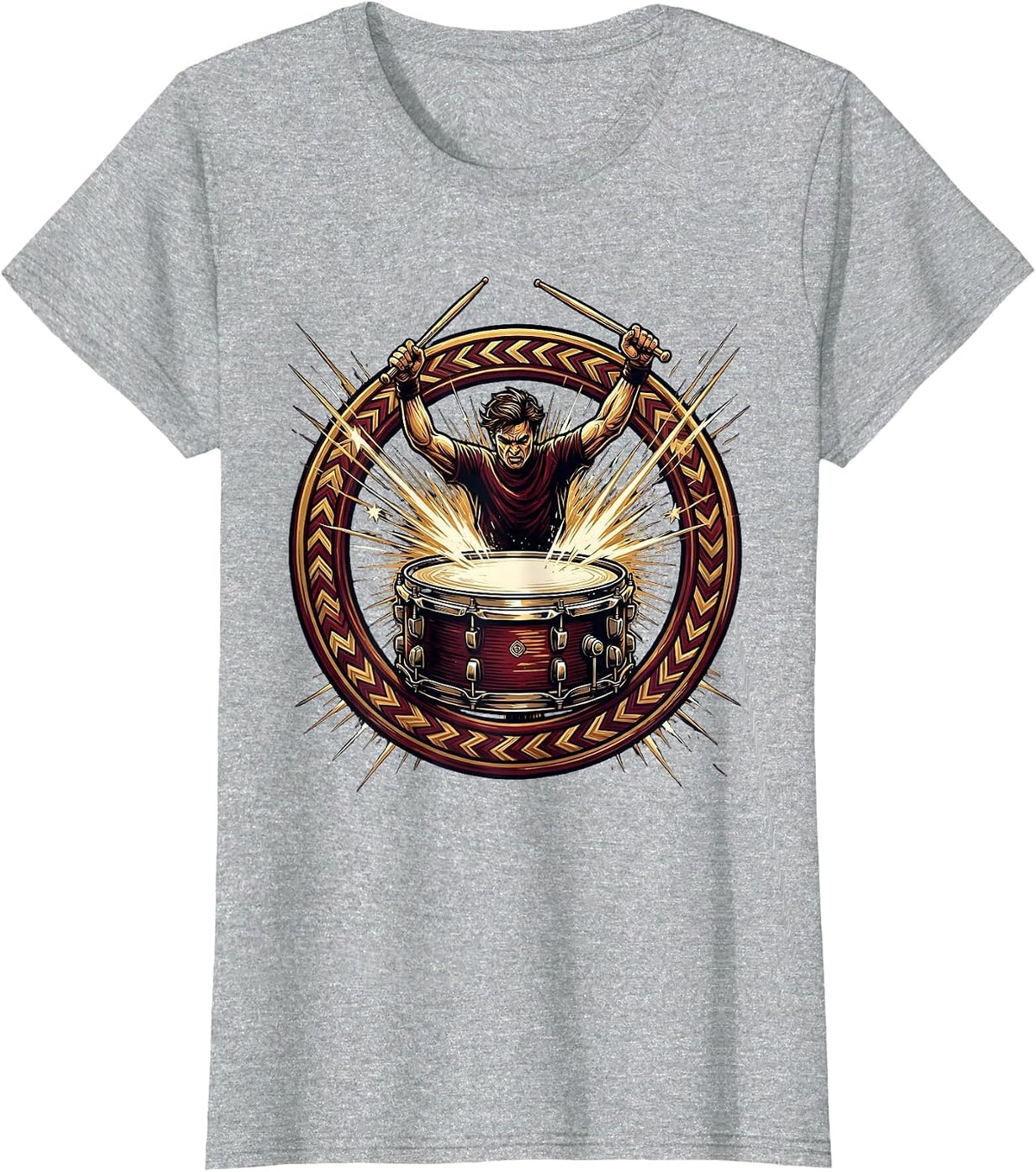 Drumline Drummer Energy Burst Cheer Graphic T-Shirt - Heather Grey