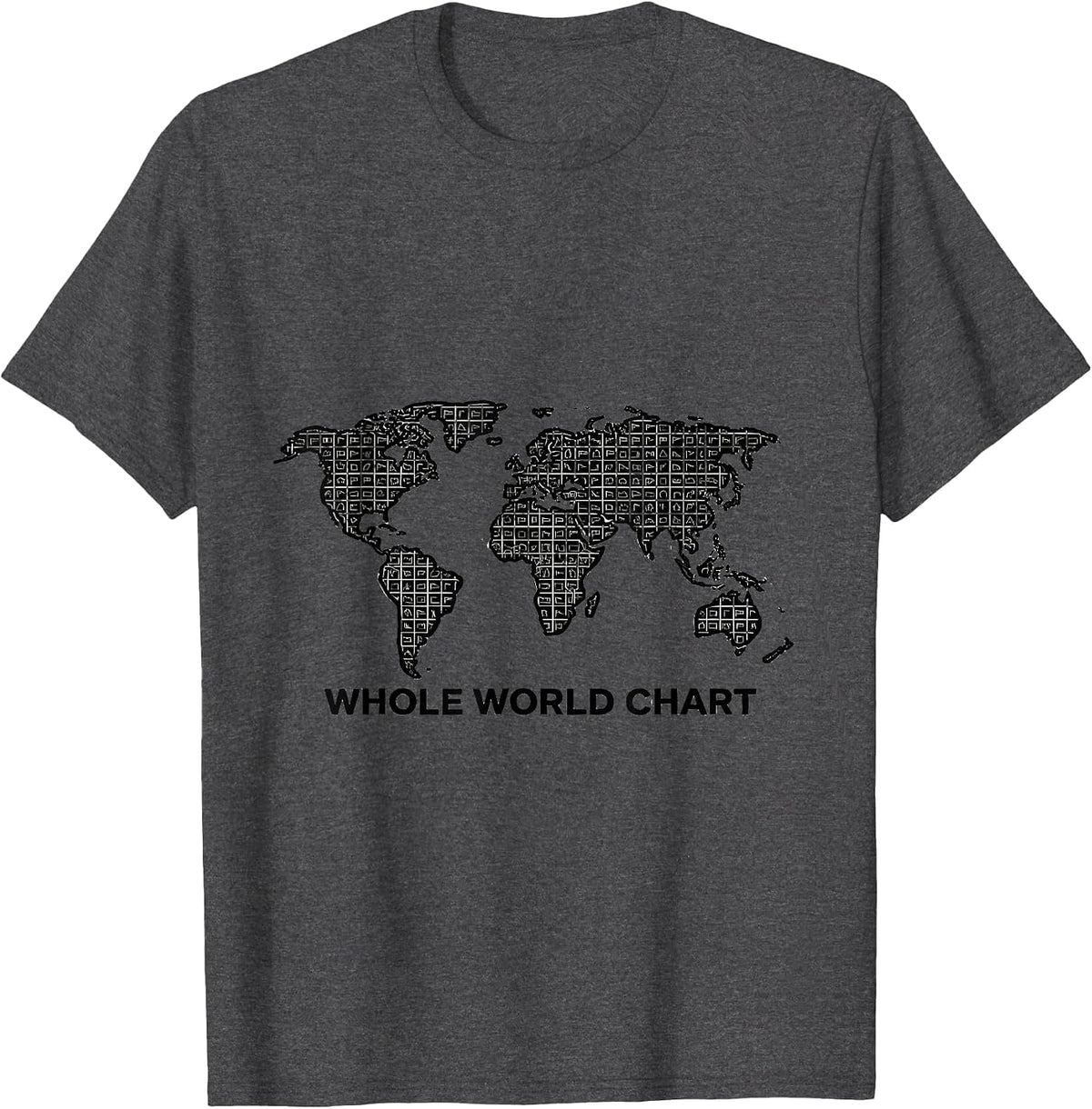 Whole World Chart Compact Country Flag Grid T-Shirt - Dark Heather Grey