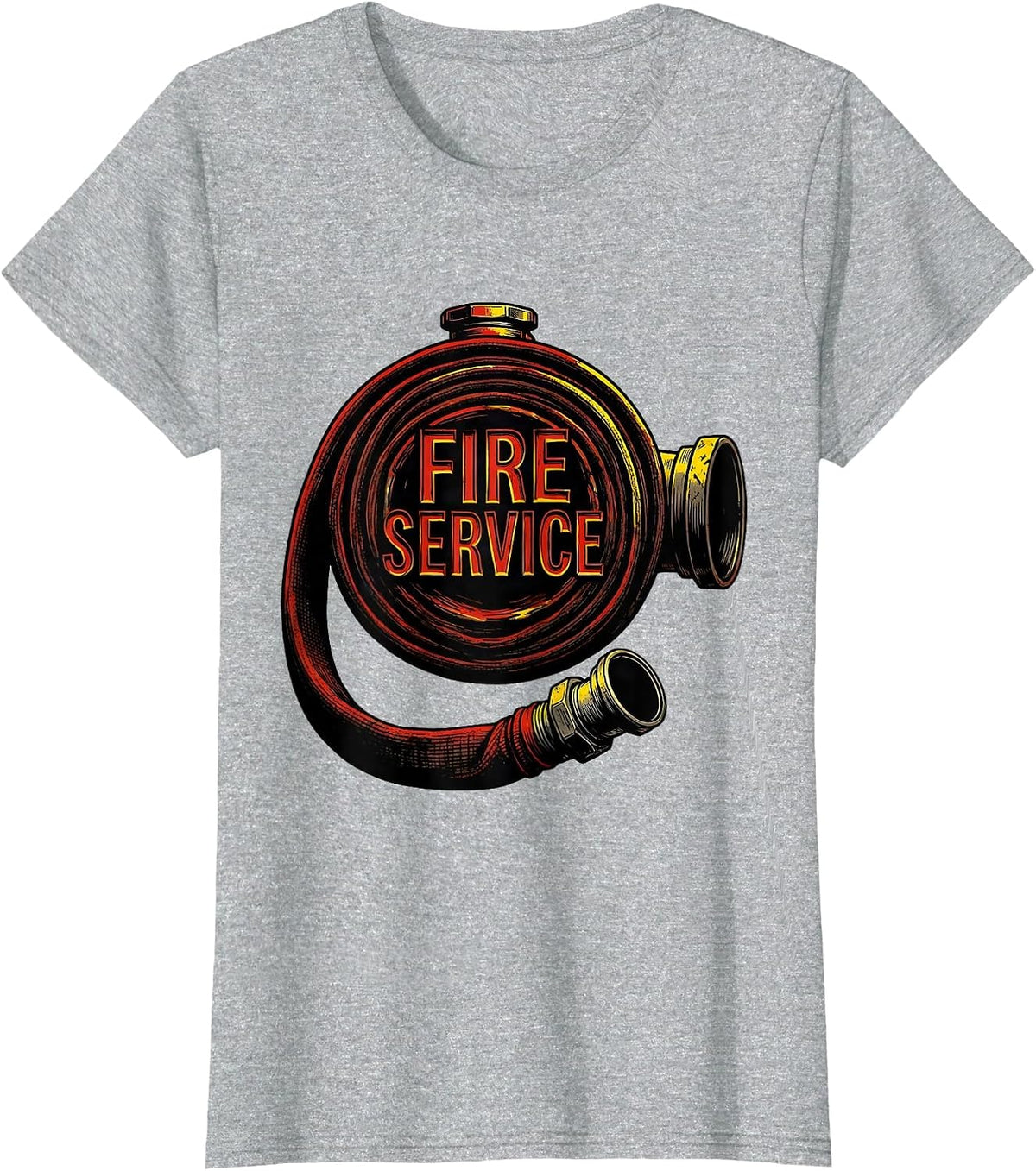 Women's Fire Service Stencil Graphic Firefighter Humor Pride Gift T-Shirt - Heather Grey