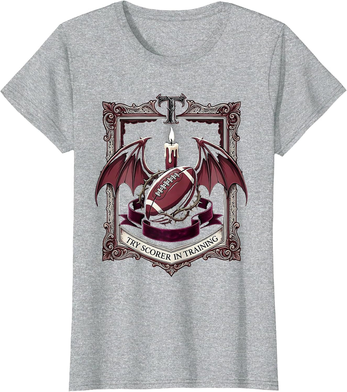 Try Scorer In Training Rugby Graphic Design T-Shirt - Heather Grey