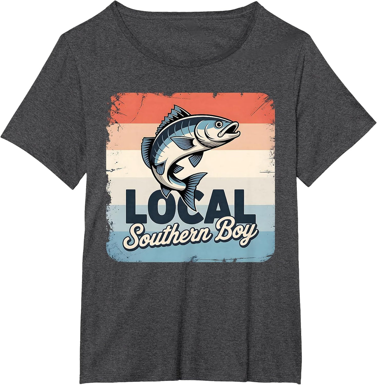 Local Southern Boy Fishing Camouflage Outdoors T-Shirt - Dark Heather Grey