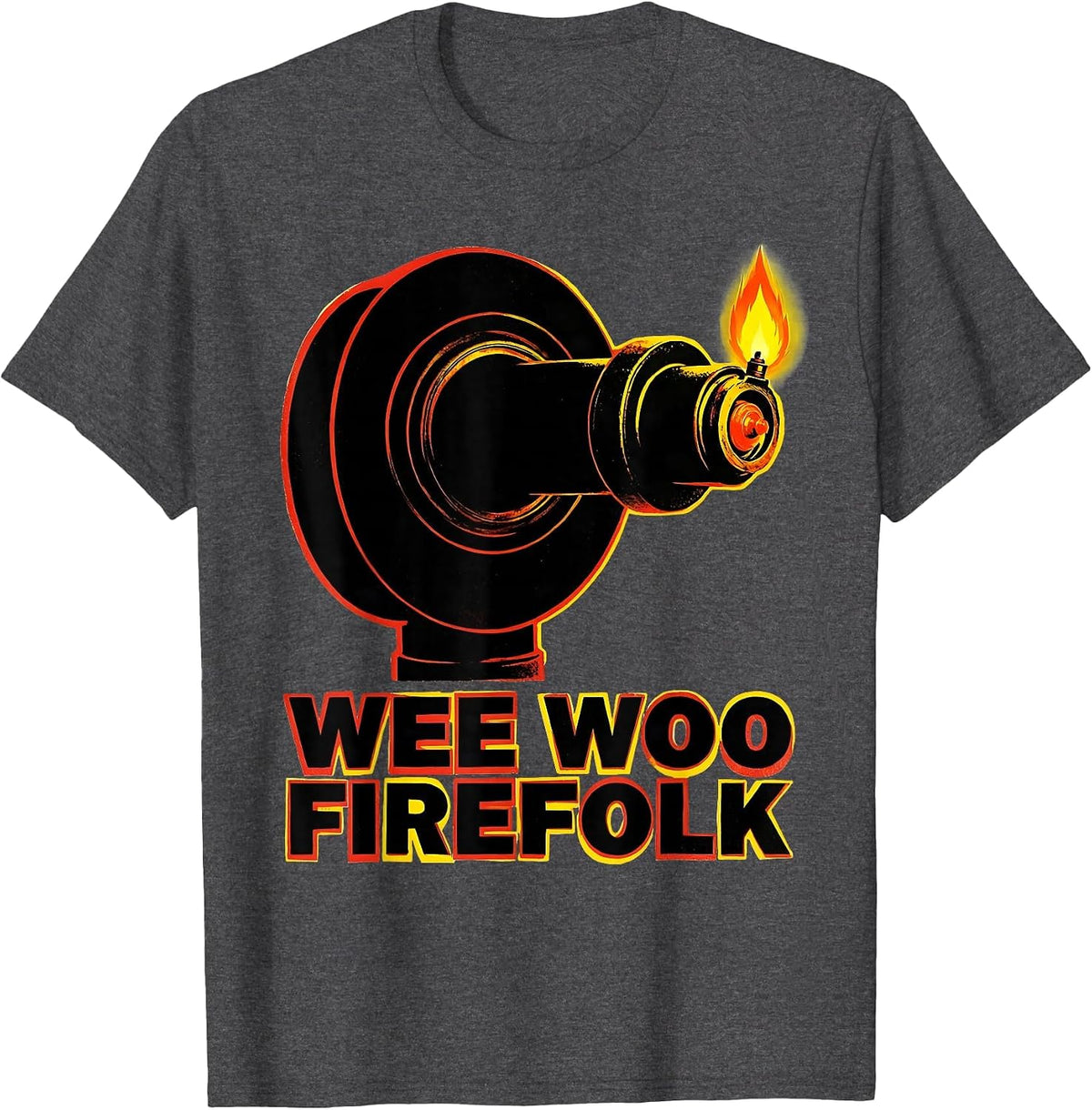 Men's Wee Woo Firefolk Funny Firefighter Fire Department Pride T-Shirt - Dark Heather Grey