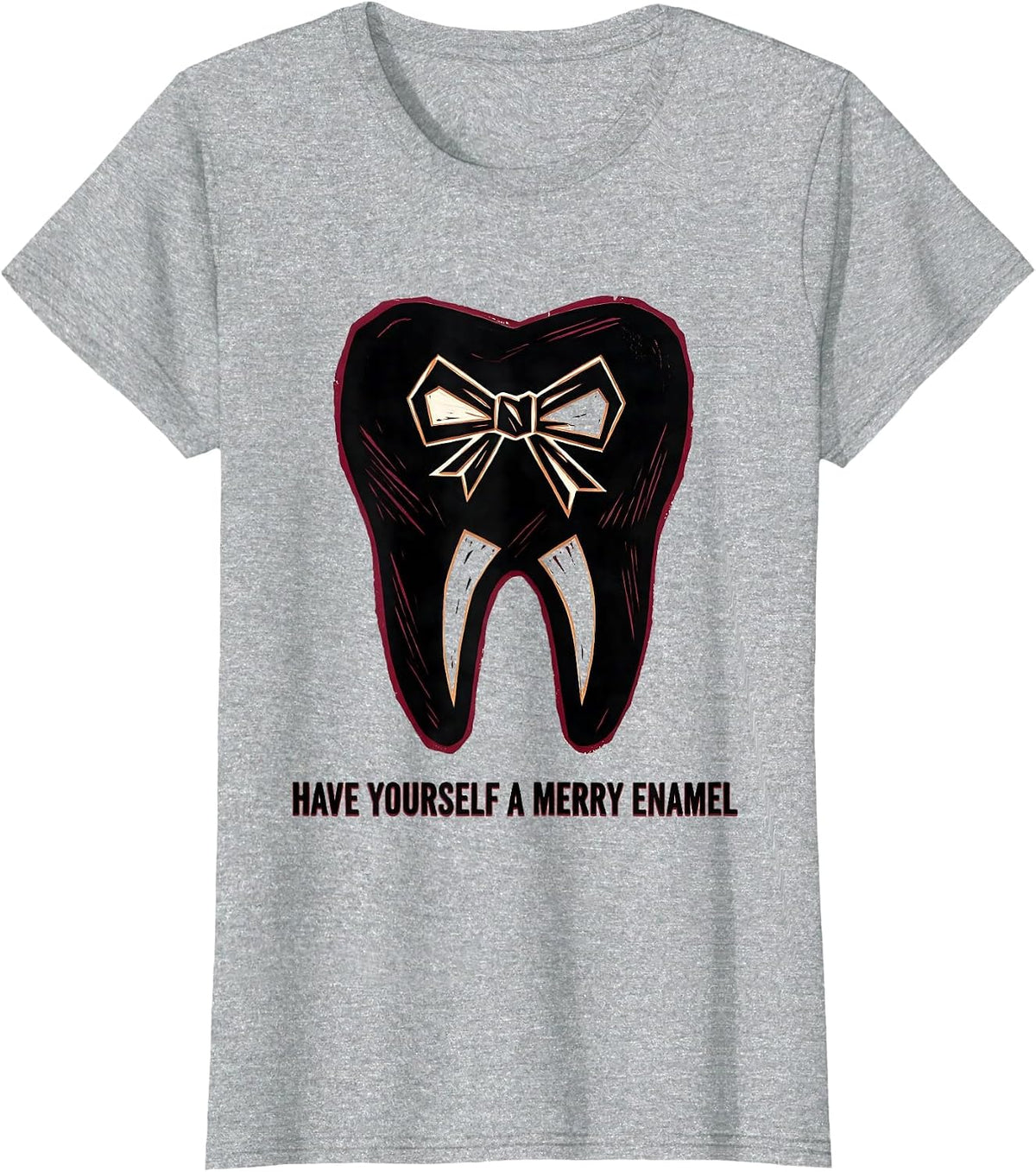 Have Yourself a Merry Enamel Funny Dental Christmas Dentist T-Shirt - Heather Grey