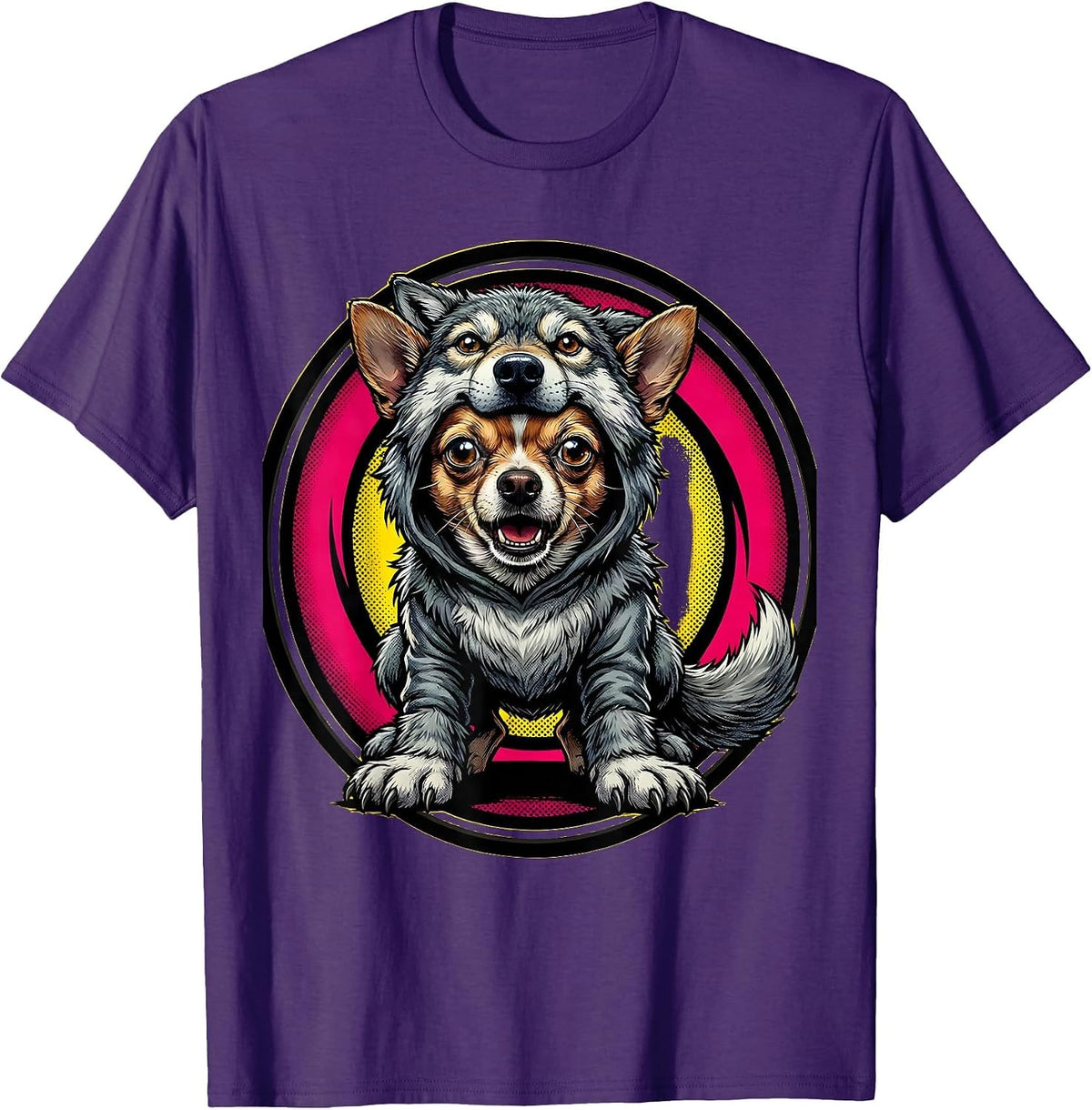 Chihuahua Dressed as Giant Wolf Funny Dog T-Shirt - Purple