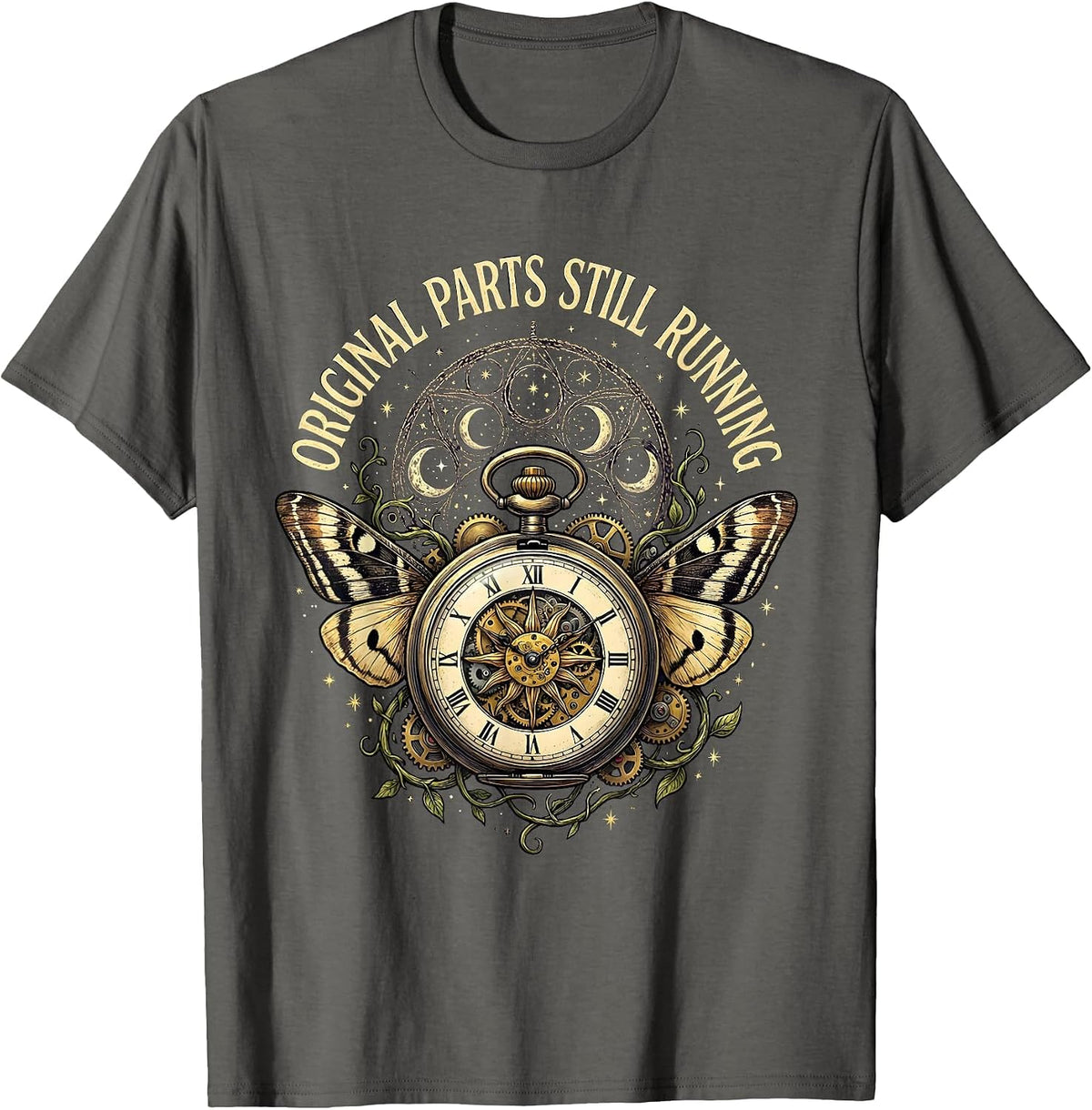Men's Original Parts Still Running Vintage Mechanic Design T-Shirt - Asphalt Grey