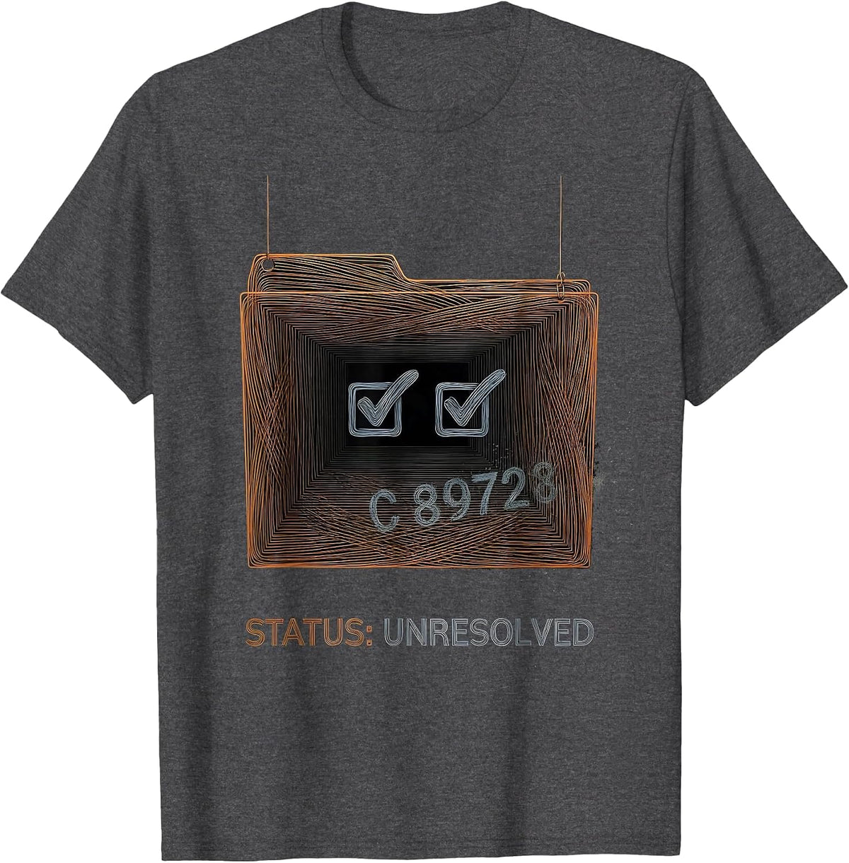 Status Unresolved Funny Quantum Physics Geek Humor T-Shirt - Dark Heather Grey