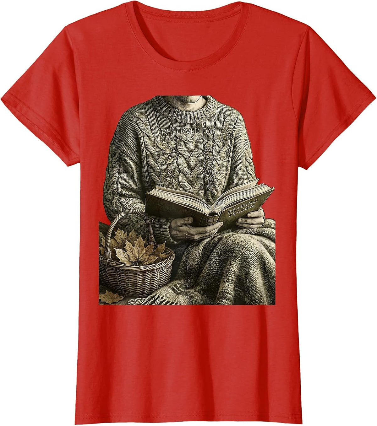 Reserved For Reading Season Cozy Autumn Book Lovers Teacher T-Shirt - Red