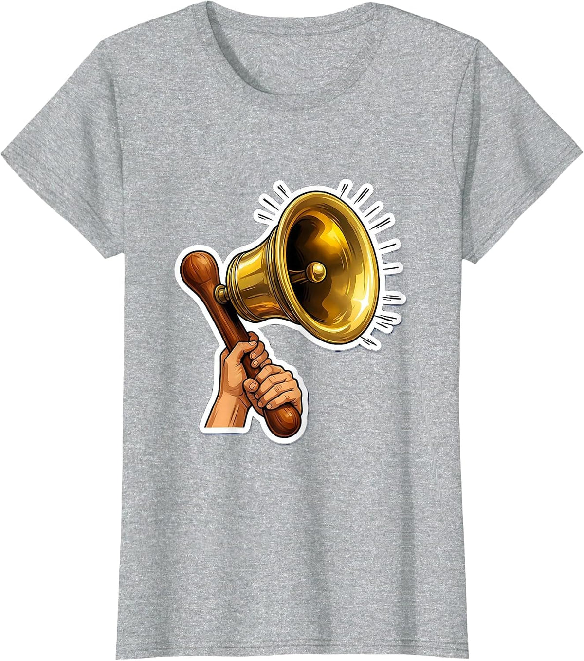 5th Grade Teacher Old School Bell Illustration T-Shirt - Heather Grey