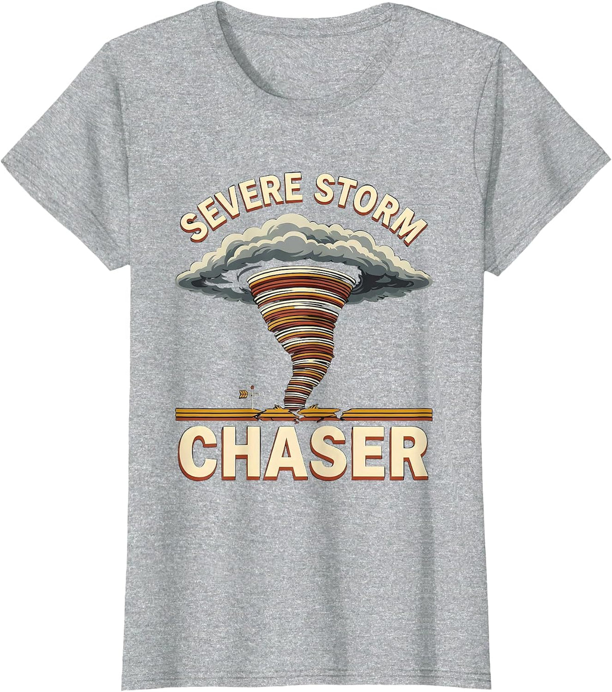 Severe Storm Chaser Bold Retro Tornado Meteorology T-Shirt - Heather Grey