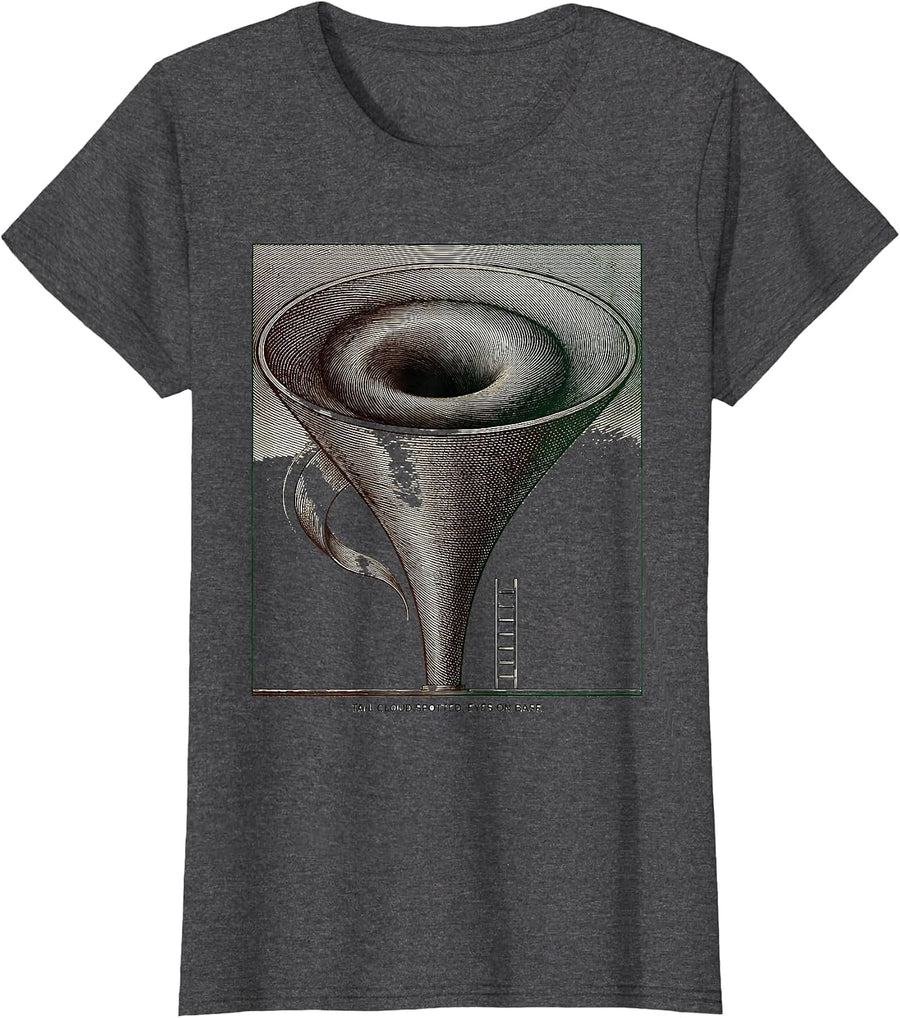 Women's Tail Cloud Spotted Eyes On Base Crosshatch Tornado Chaser T-Shirt - Dark Heather Grey