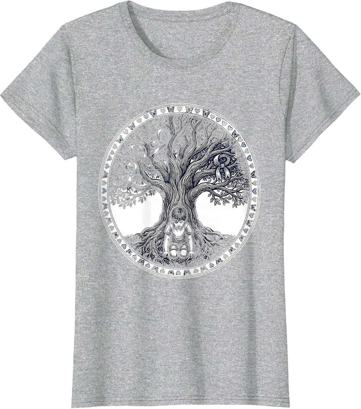 Women's Down Syndrome Awareness Tree Planting Growth Art T-Shirt - Heather Grey