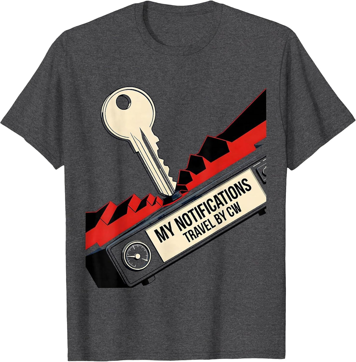 My Notifications Travel By CW Funny Ham Radio Operator T-Shirt - Dark Heather Grey