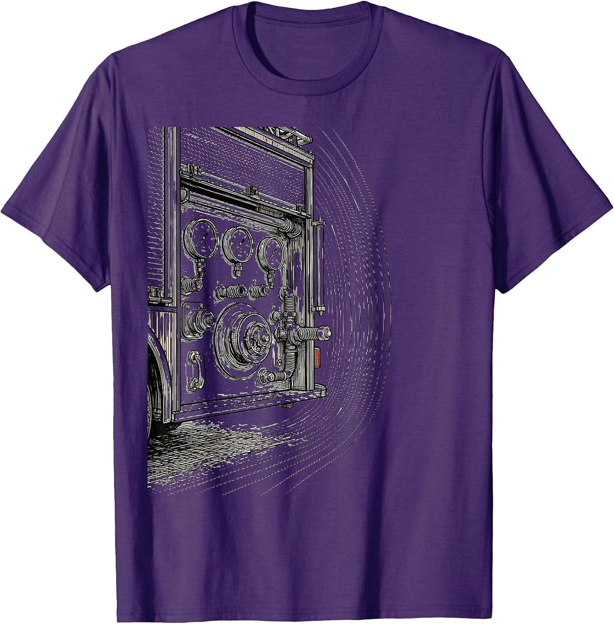 Fire Truck Pump Panel Funny Firefighter Humor T-Shirt - Purple