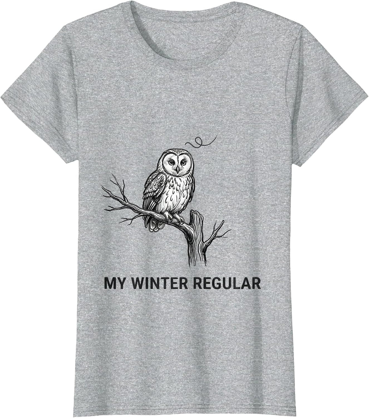 Women's My Winter Regular Vintage Retro Owl Bird Lover Graphic T-Shirt - Heather Grey