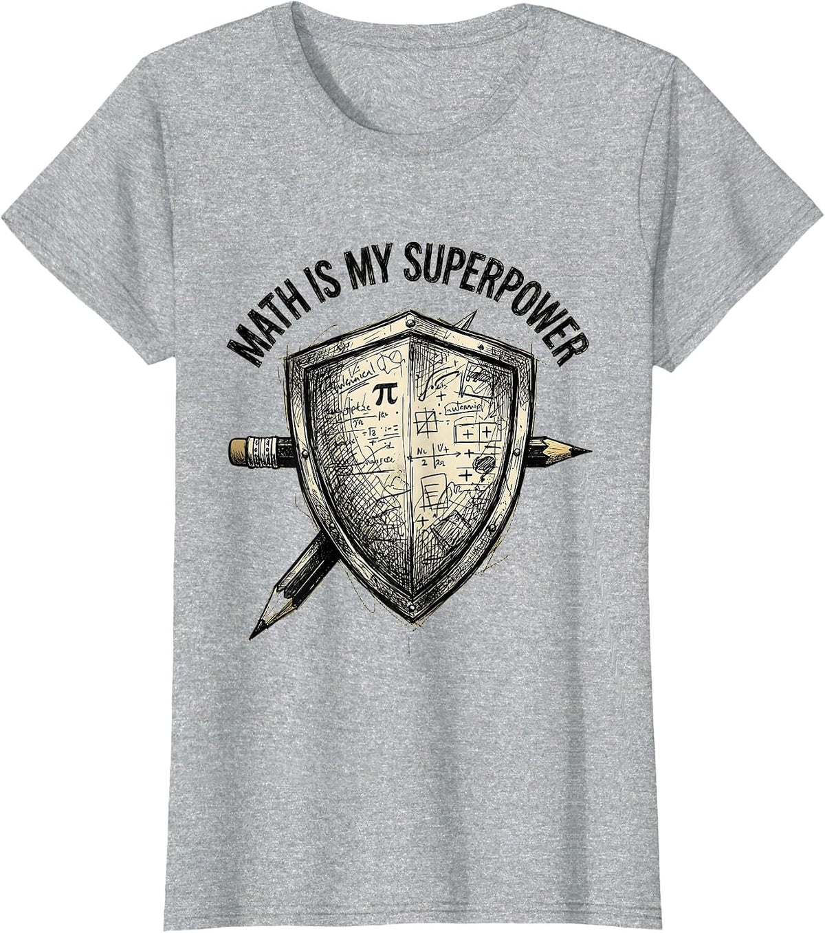 Women's Math Is My Superpower Math Teacher Design T-Shirt - Heather Grey