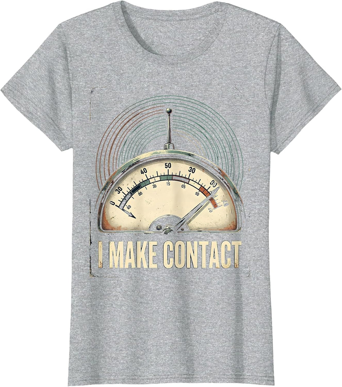 Women's I Make Contact Vintage Ham Radio Operator Hobby Pride T-Shirt - Heather Grey