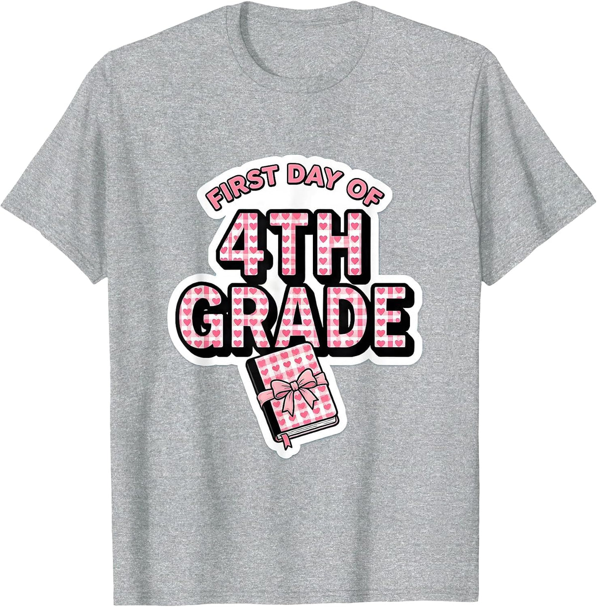 Men's First Day Of 4th Grade Coquette Bow Back To School Girl T-Shirt - Heather Grey