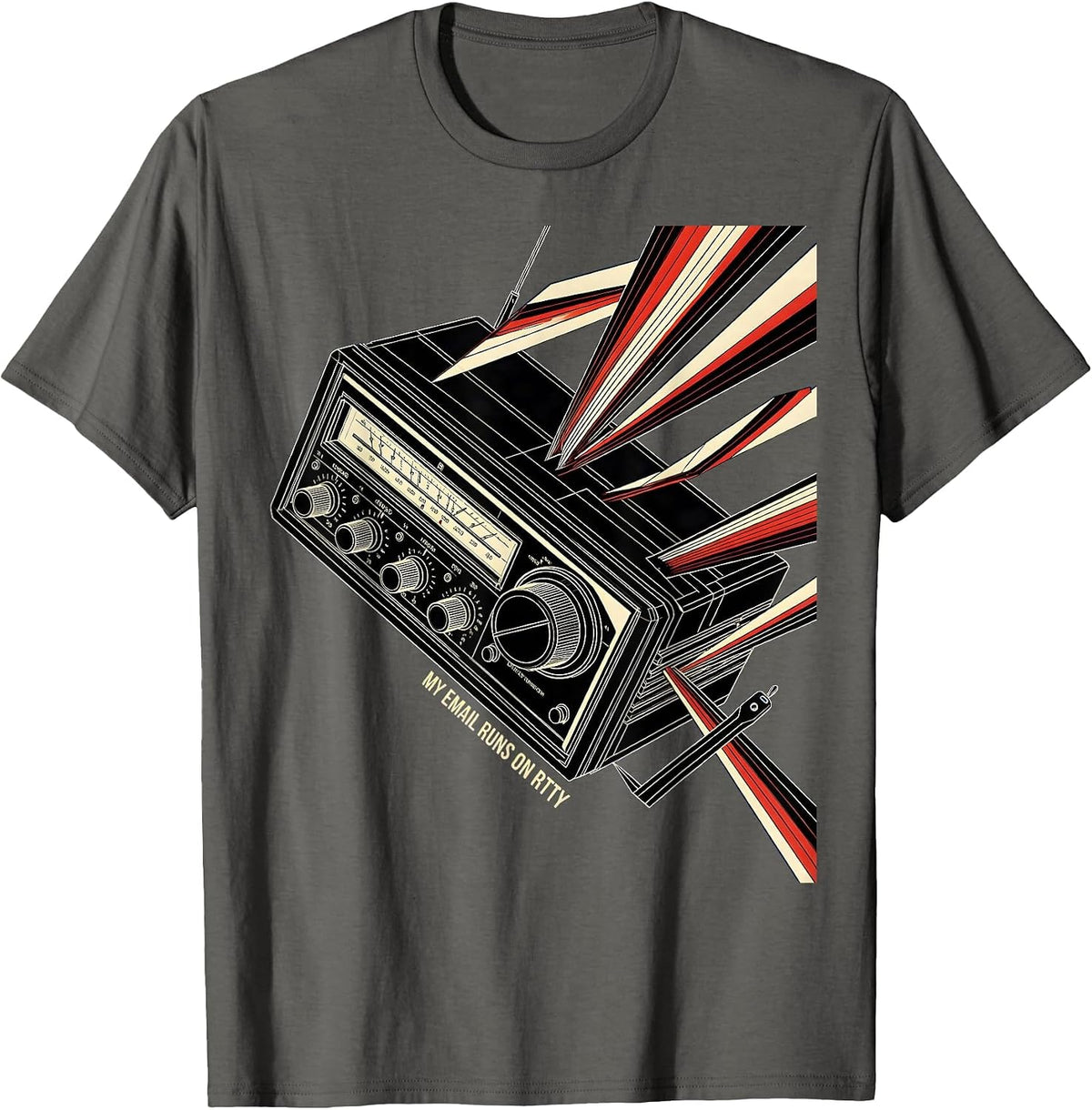 Men's My Email Runs On RTTY Funny Ham Radio Operator Hobbyist T-Shirt - Asphalt Grey