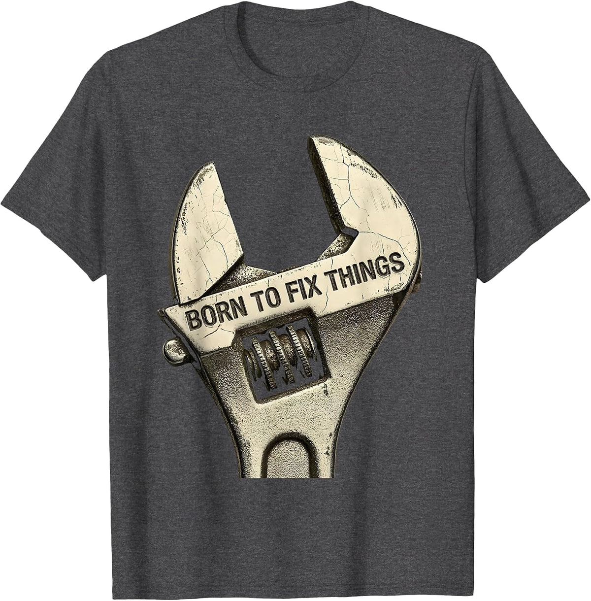 Born to Fix Things Mechanic Graphic Design T-Shirt - Dark Heather Grey