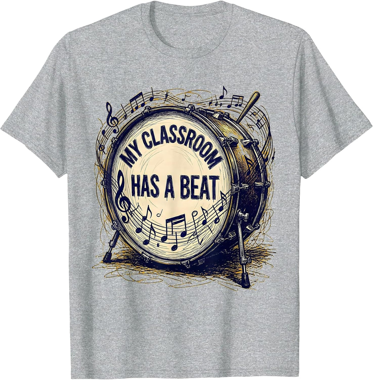 Men's My Classroom Has a Beat Music Teacher Design T-Shirt - Heather Grey