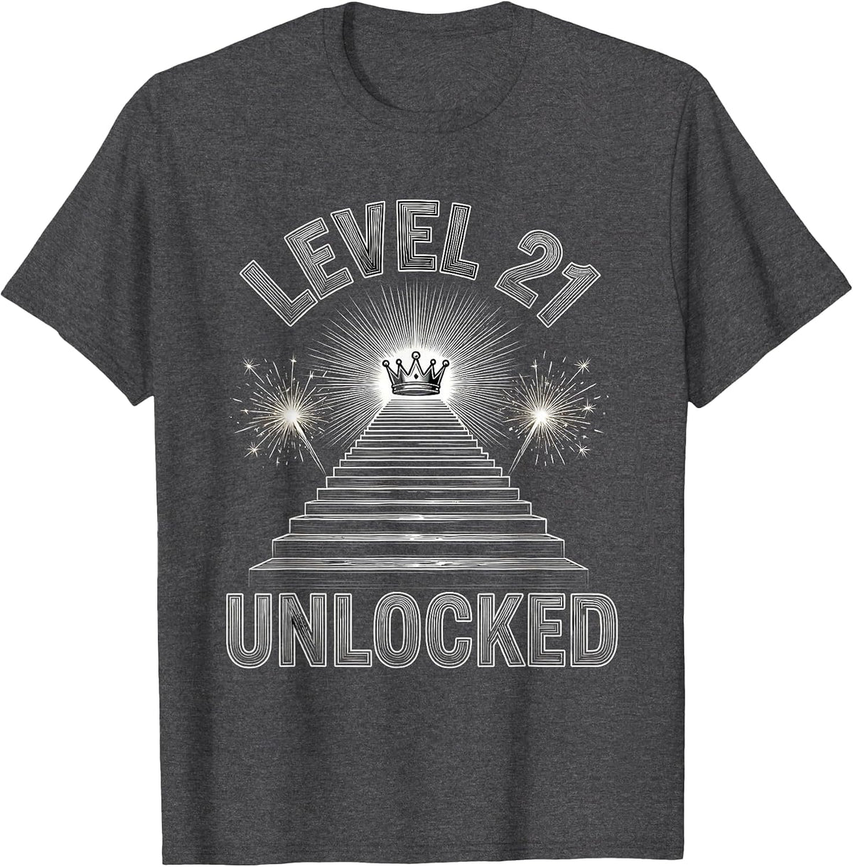 Men's Level 21 Unlocked Funny Age Number Kids Birthday Humor T-Shirt - Dark Heather Grey