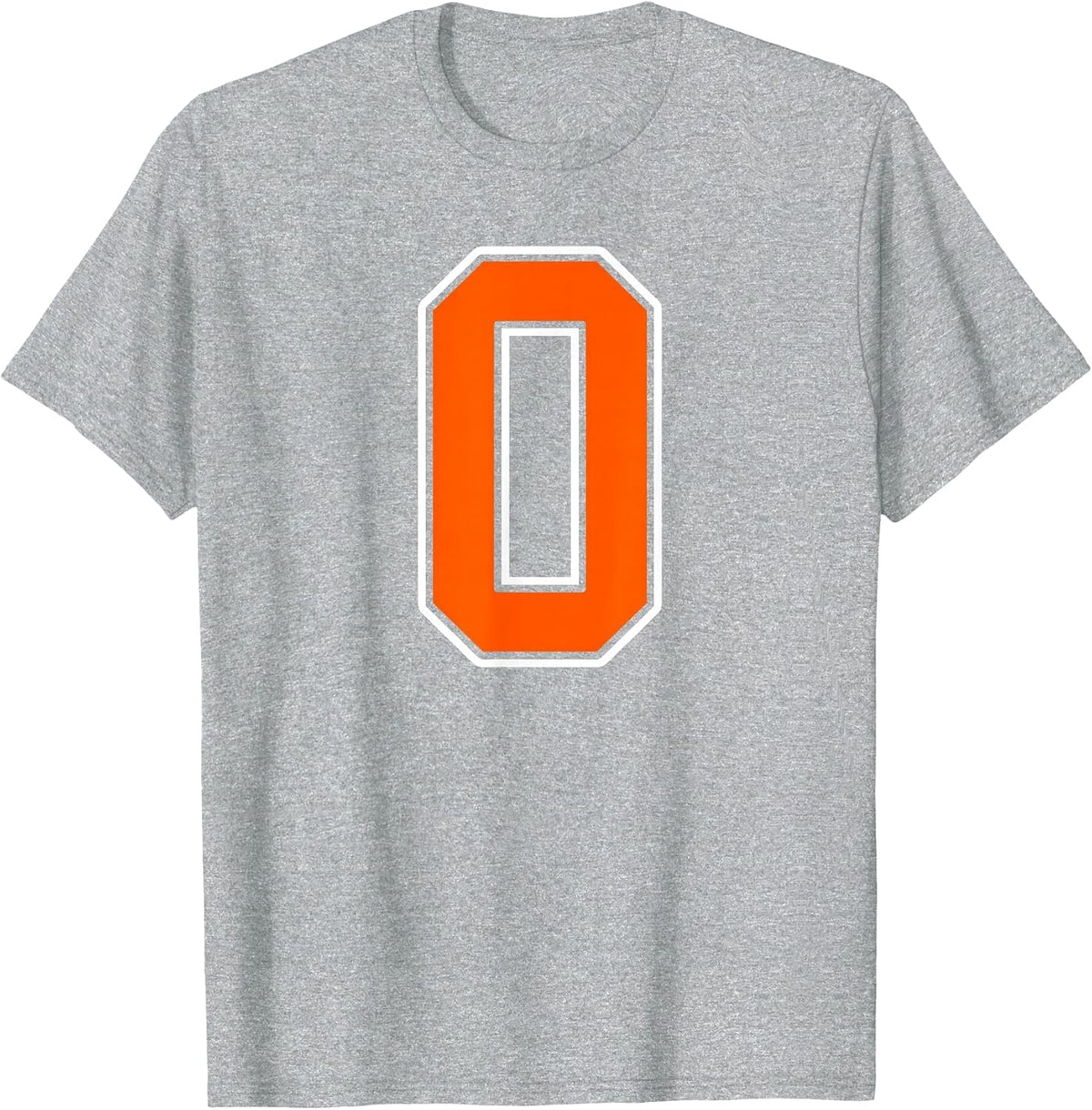 Orange White Number 0 Jersey Player Uniform #0 T-Shirt - Heather Grey